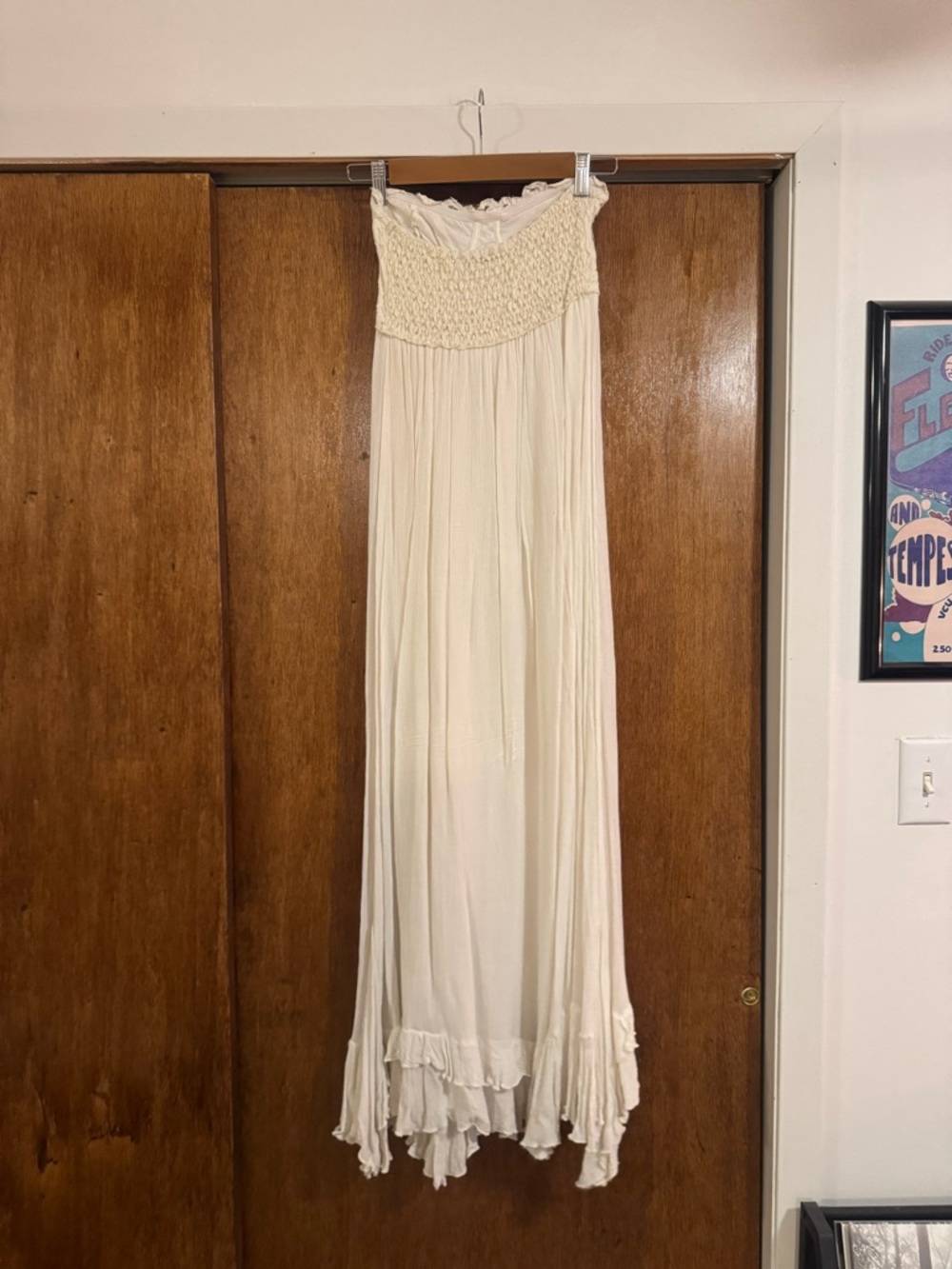 Free People Cream Strapless Maxi Dress with Crochet Bodice - Picture 3 of 4